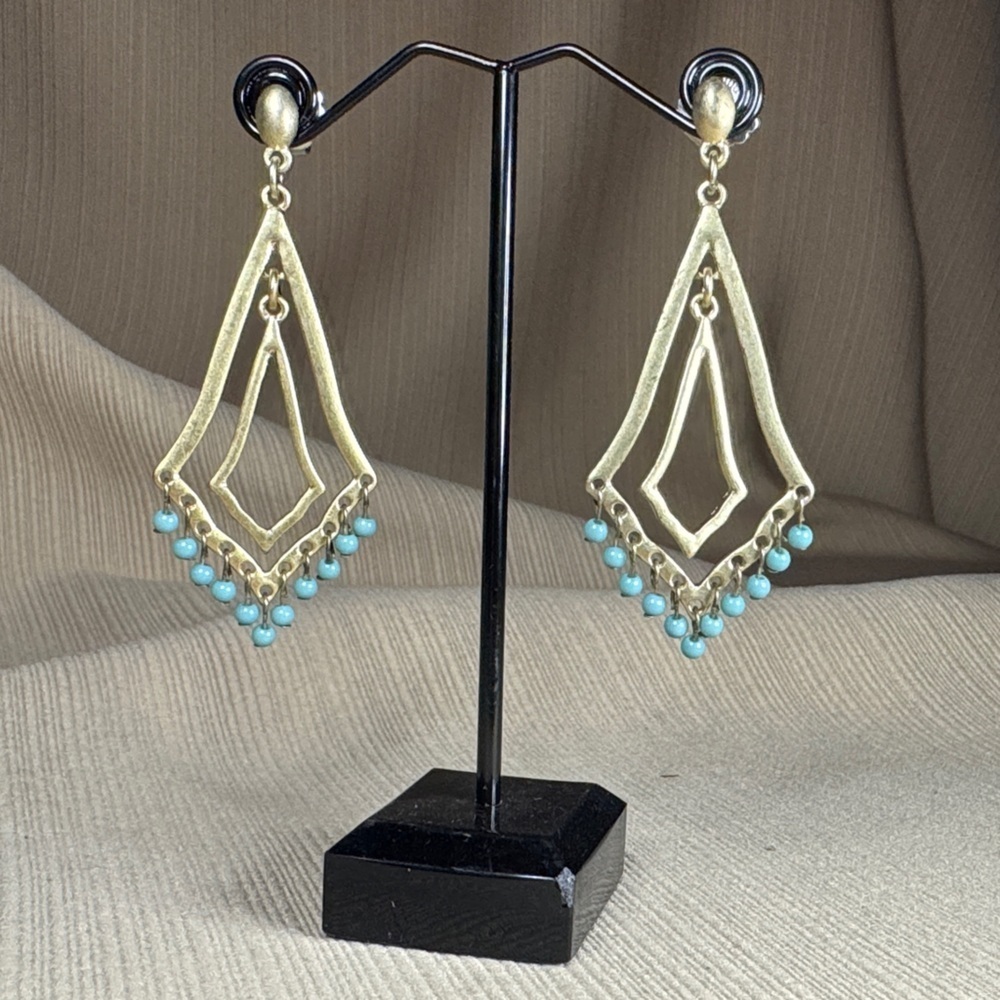 Lia Sophia Persia Gold Tone w/Turquoise Accent Drop Earrings